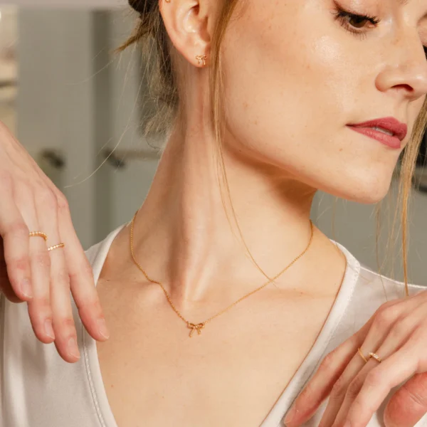 Crystal Bow Dainty Necklace (GOLD OR SILVER) - Image 4