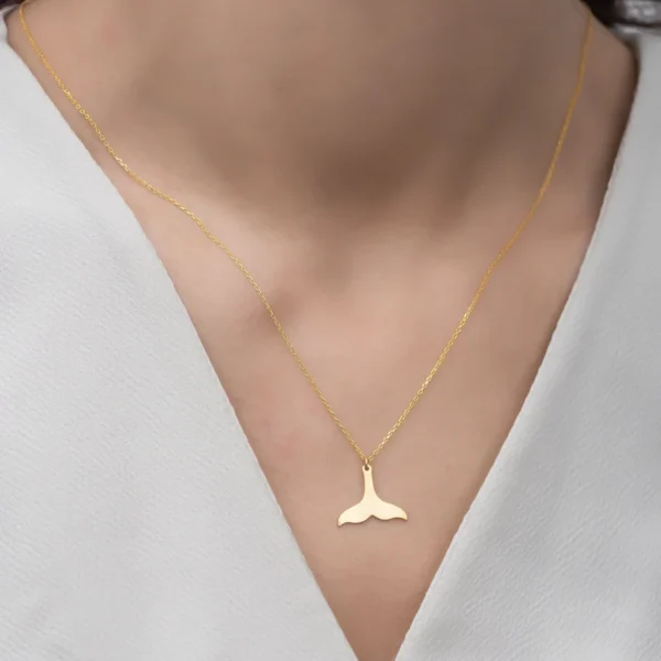 925 Silver Whale Tail Necklace, Fish Tail Pendant - Image 5