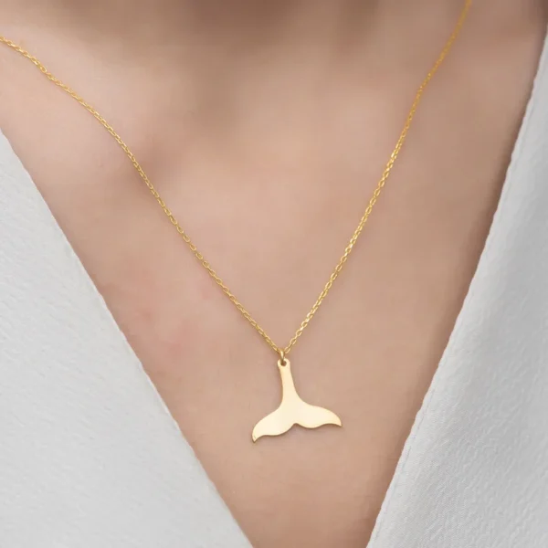 925 Silver Whale Tail Necklace, Fish Tail Pendant