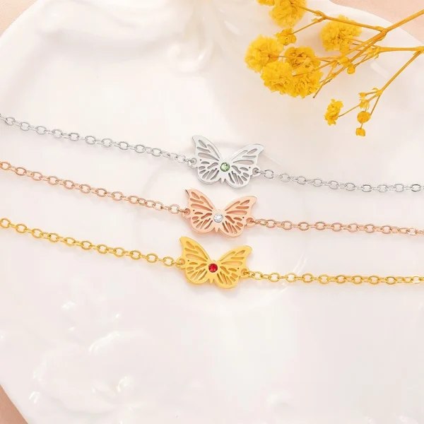 Crystal Butterfly Pearl Bracelet - Image 5