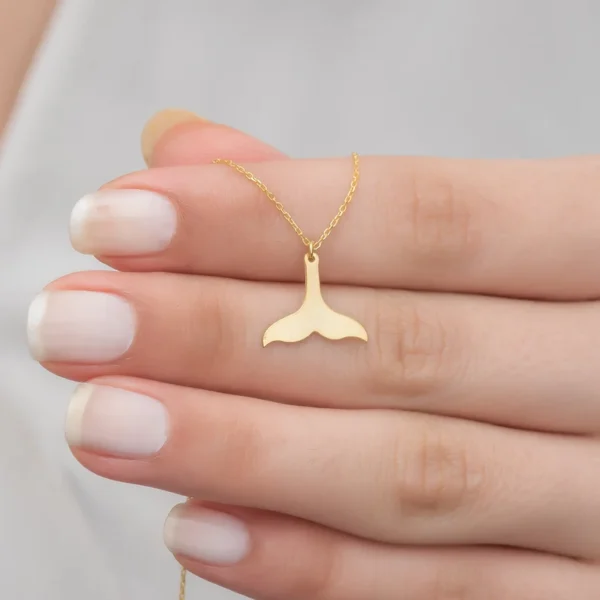 925 Silver Whale Tail Necklace, Fish Tail Pendant - Image 2