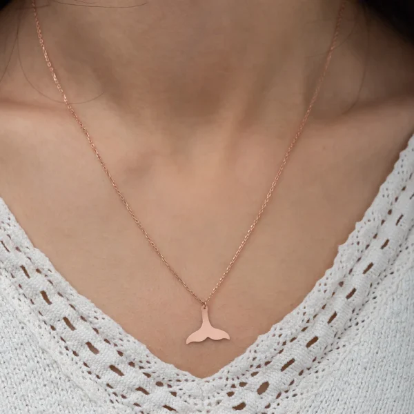 925 Silver Whale Tail Necklace, Fish Tail Pendant - Image 3