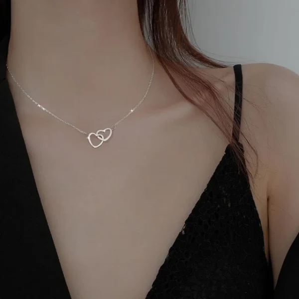 Charming Double Heart Trendy Necklace - Image 3