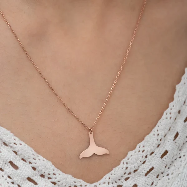 925 Silver Whale Tail Necklace, Fish Tail Pendant - Image 4