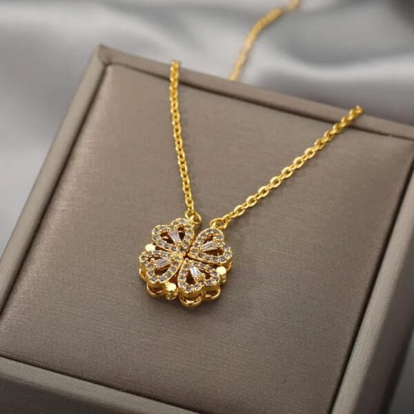 Magnetic Clover Heart Necklace - Image 4