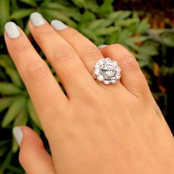 Sunflower Cubic Zirconia Ring Silver - Image 2