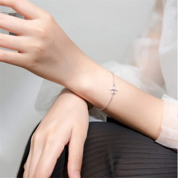 Minimalist Silver Aeroplane Bracelet - Image 5