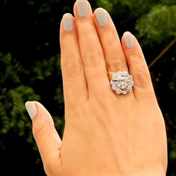 Sunflower Cubic Zirconia Ring Silver