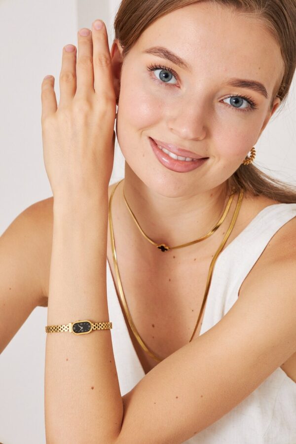 Black Watch Gold-Plated Bracelet | Gold Cuff Bangle - Image 3