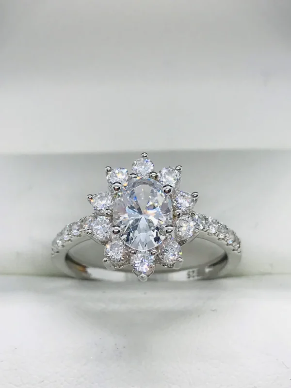 Sunflower Cubic Zirconia Ring Silver - Image 4