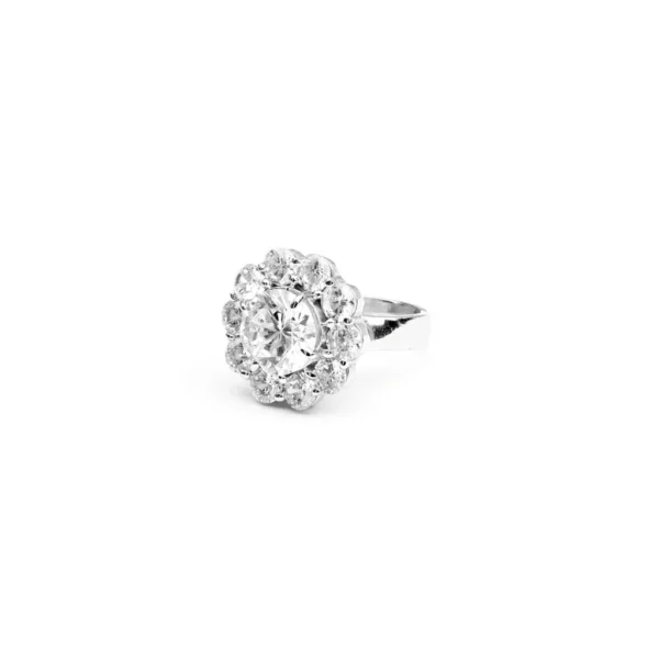 Sunflower Cubic Zirconia Ring Silver - Image 3