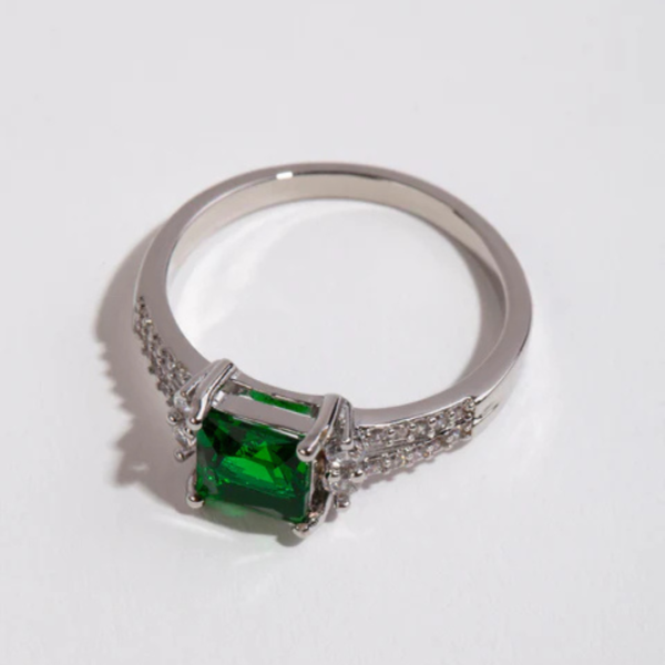 Green Cubic Zirconia Ring