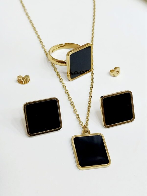 Square Necklace Set with Matching Ring - Image 2