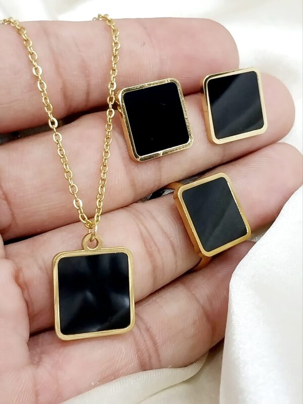 Square Necklace Set with Matching Ring - Image 3