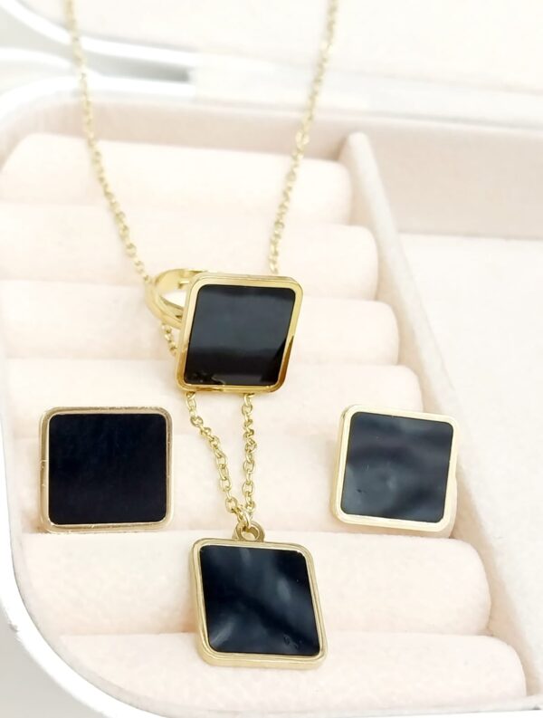 Square Necklace Set with Matching Ring - Image 4